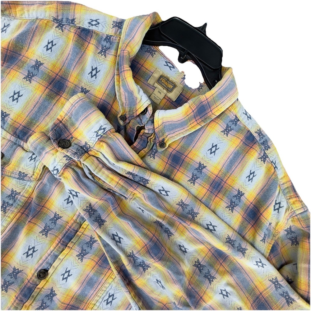 The Foundry 3XL Cotton Soft Western Flannel Button Front Shirt‎ Aztec